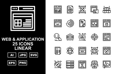 25 premium web en applicatie lineaire pack icon set
