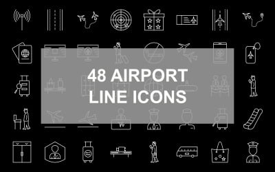 2 - Airport Line Inverted Icon Set