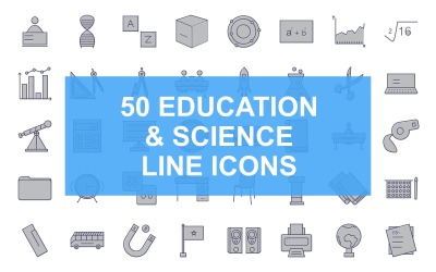 4 - Set di icone riempito di linea di scienza e istruzione
