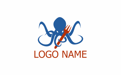 Modèle de logo de nourriture de calmar