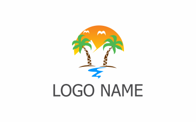 Szablon logo plaży palmowej linii