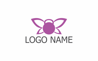 Vlinder Barbell Logo sjabloon