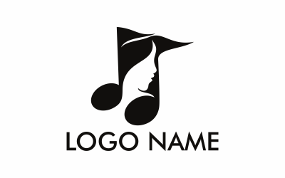 Hudba žena ploché Logo šablona
