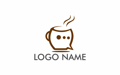 Kahve Konuşma Logo Şablonu