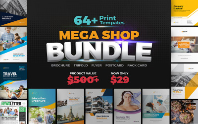 Mega Shop BUNDLE 64+印刷设计！ -企业形象模板