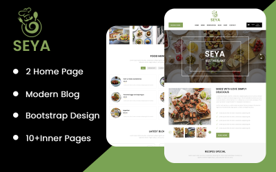 Modèle PSD de page de destination du restaurant Seya