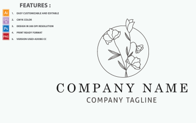 Plantilla de logotipo de diseño de vectores de flores botánicas de color gris