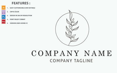 Plantilla de logotipo de diseño vectorial de hojas y flores botánicas