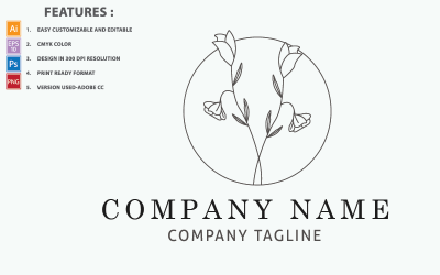 Impresionante plantilla de logotipo de diseño de vectores de flores botánicas