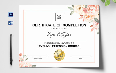 Modèle de certificat d'extension de cils créatifs