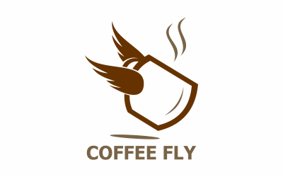 Modèle de logo de café volant