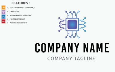 Devre Simgesi Yazılım Şirketi Vektör Tasarım Logo Şablonu