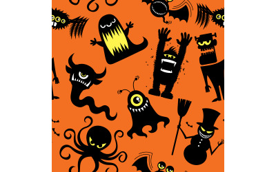 Silhouette Monsters Pattern - Illustration