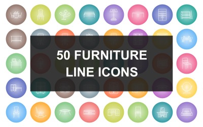 9 - Bútor vonal kerek színátmenet ikon készlet