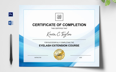 Certificaatsjabloon voor wimperverlenging