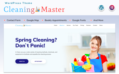 Cleaning Master – vstupní stránka s tématem blogu WordPress