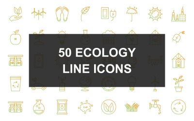 10 - Conjunto de ícones de gradiente de linha de ecologia