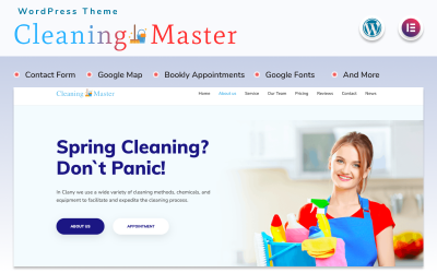 Modello WordPress Responsive #152279 "Cleaning Master - Landing page"
