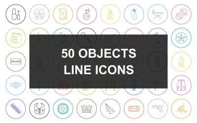 6 - Objects Line Round Circle Icon Set