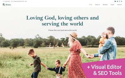 Plantilla Moto CMS 3 "Risen - Custom Church" #152281