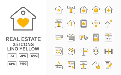 Набор из 25 желтых значков премиум-класса Lino Real Estate