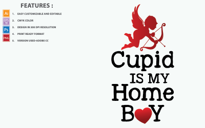 Cupido es mi hogar Boy Valentine Quotes - Illustration