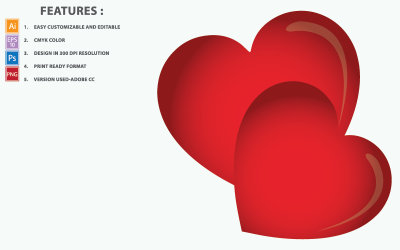 Desenho vetorial de dois corações vermelhos - ilustração