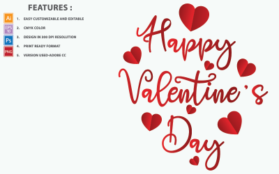 Valentine Day Vector Design Con Cuore - Illustrazione
