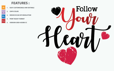 Volg je hart Valentin Quotes - illustratie