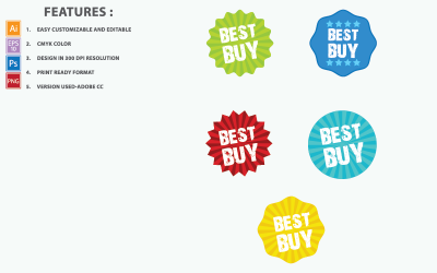 Best Buy Tag Vector Badges Design - Illustrazione
