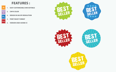 Best Seller Tag Vector Badges Design - Illustrazione