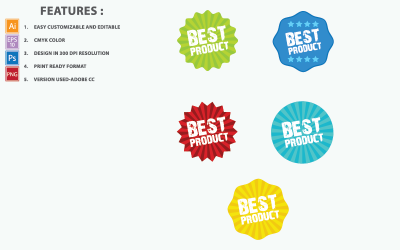 Miglior prodotto Tag Vector Badges Design - Illustrazione