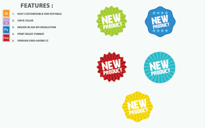 Nouveau design de badges de vecteur de balise de produit - Illustration