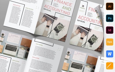 Brochure sur les finances et la comptabilité à deux volets - Modèle d&amp;#39;identité d&amp;#39;entreprise