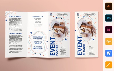Driebladige brochure voor evenementbeheer - huisstijlsjabloon
