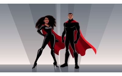 Pareja de superhéroes negro - ilustración
