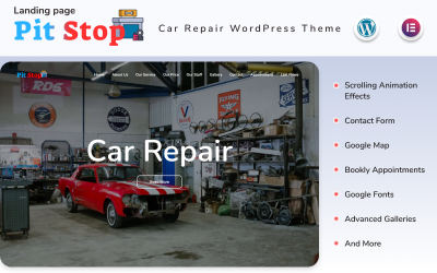 Pit Stop - motyw WordPress dla strony docelowej naprawy samochodów