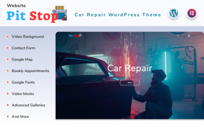 Pit Stop - Site de reparo de carros com tema WordPress Blog Elementor
