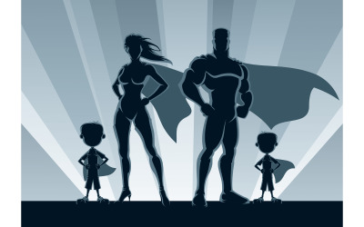 Superhero Family 2 Boys - Ilustración