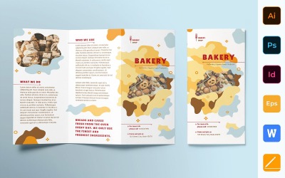 Tríptico de folleto de panadería - Plantilla de identidad corporativa