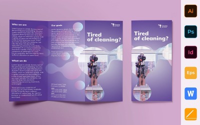 Driebladige brochure over schoonmaakdiensten - huisstijlsjabloon