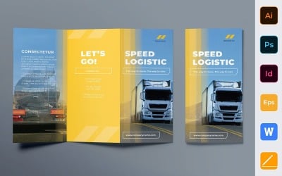 Folheto de logística de caminhões com três dobras - modelo de identidade corporativa