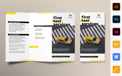 Folheto de serviço de táxi com três dobras - modelo de identidade corporativa