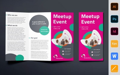 Folheto do evento Meetup com três dobras - modelo de identidade corporativa