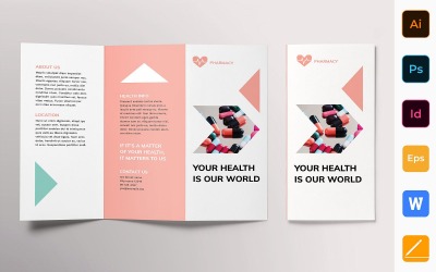Folleto de farmacia tríptico - Plantilla de identidad corporativa