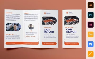 Folleto tríptico de reparación de automóviles - Plantilla de identidad corporativa
