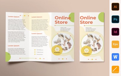 Onlinebutiks broschyr Trifold - mall för företagsidentitet