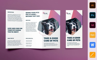 Pet Grooming Care Broschüre Trifold - Vorlage für Corporate Identity