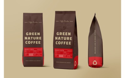 Emballage de café naturel vert - modèle d&amp;#39;identité d&amp;#39;entreprise