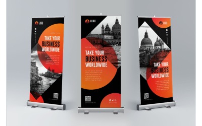 Roll Banner Emmenez votre entreprise dans le monde entier - Modèle d'identité d'entreprise